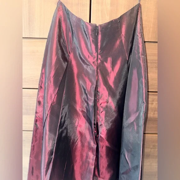 Vintage Cache Burgundy Taffeta Midi Skirt - Picture 4 of 10